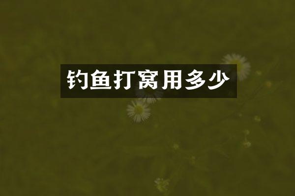 钓鱼打窝用多少