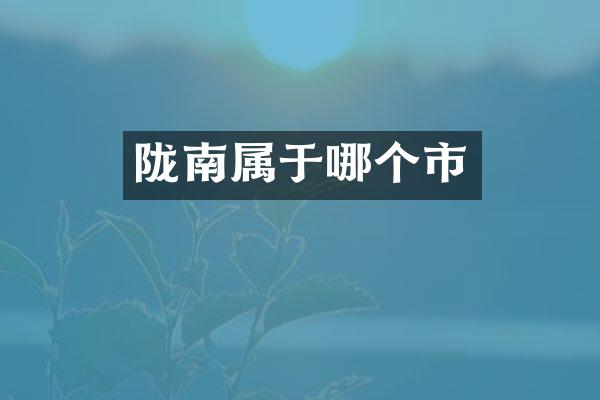 陇南属于哪个市