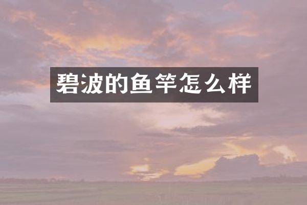 碧波的鱼竿怎么样