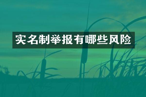 实名制举报有哪些风险