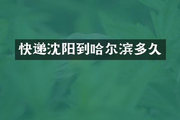 快递沈阳到哈尔滨多久