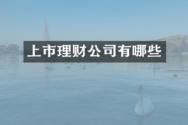 上市理财公司有哪些