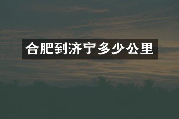 合肥到济宁多少公里
