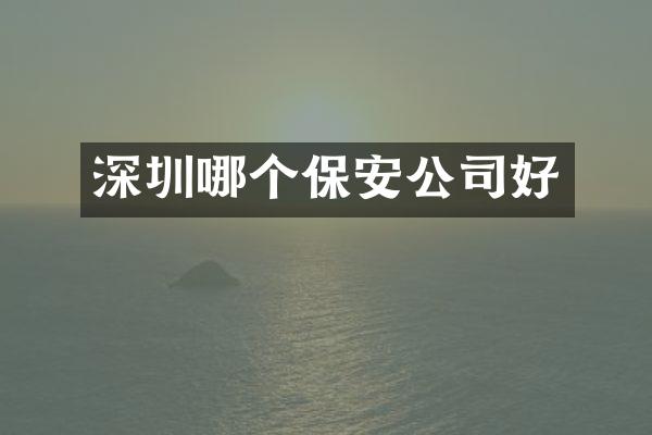 深圳哪个保安公司好