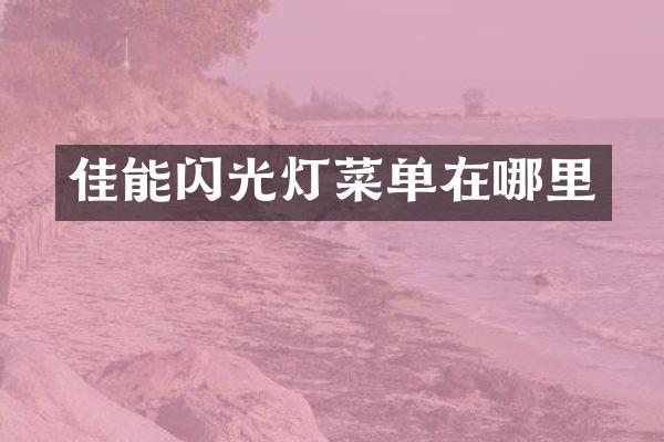 佳能闪光灯菜单在哪里