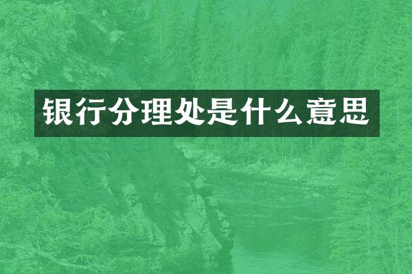 银行分理处是什么意思