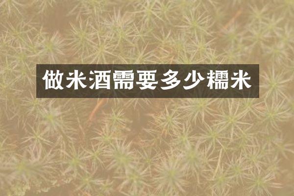 做米酒需要多少糯米