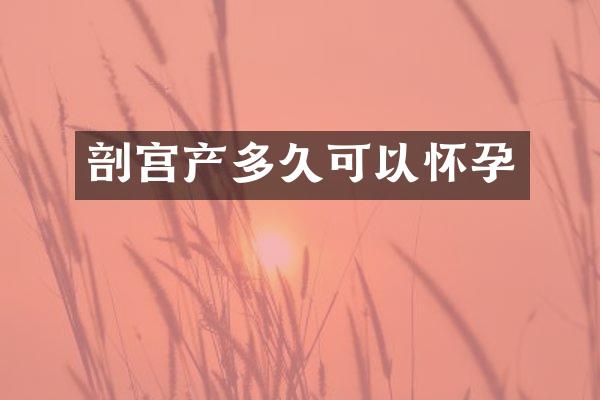 剖宫产多久可以怀孕