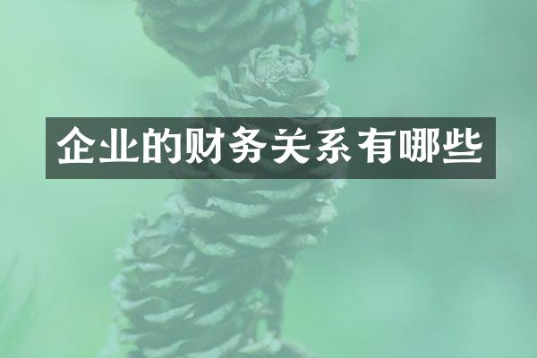 企业的财务关系有哪些