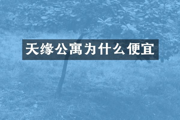 天缘公寓为什么便宜