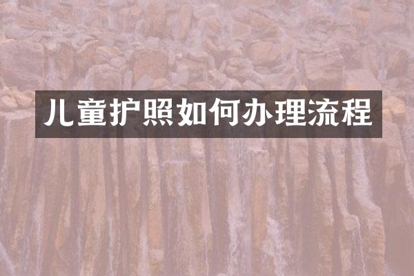 儿童护照如何办理流程