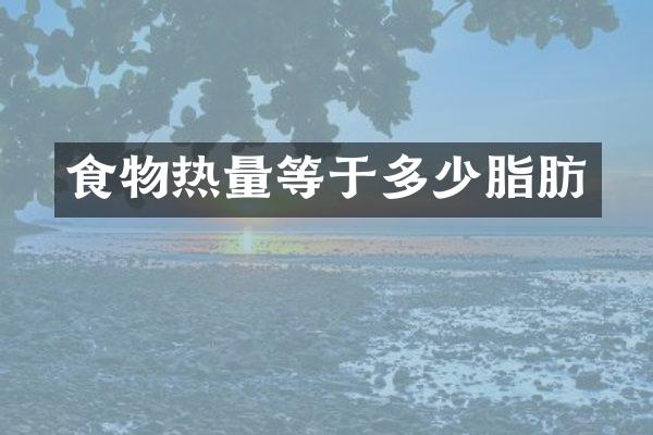 食物热量等于多少脂肪