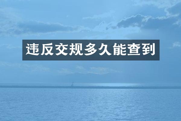 违反交规多久能查到