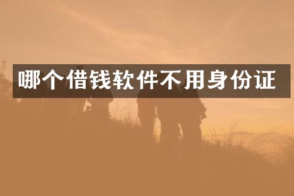 哪个借钱软件不用身份证