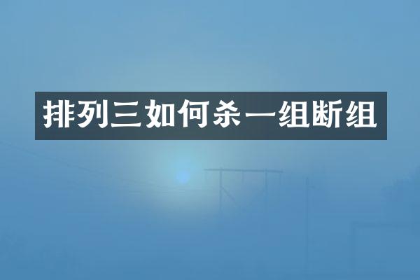 排列三如何杀一组断组