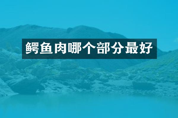 鳄鱼肉哪个部分最好