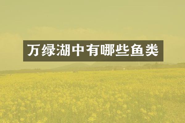 万绿湖中有哪些鱼类