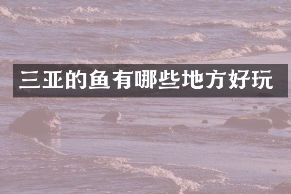 三亚的鱼有哪些地方好玩