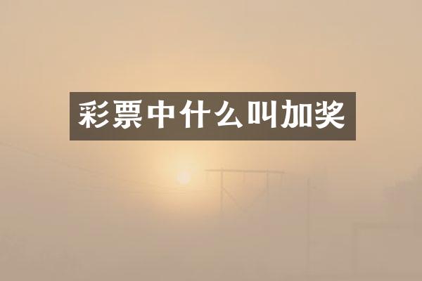 彩票中什么叫加奖