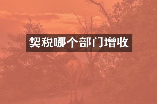 契税哪个部门增收
