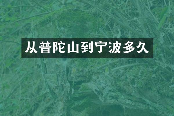 从普陀山到宁波多久