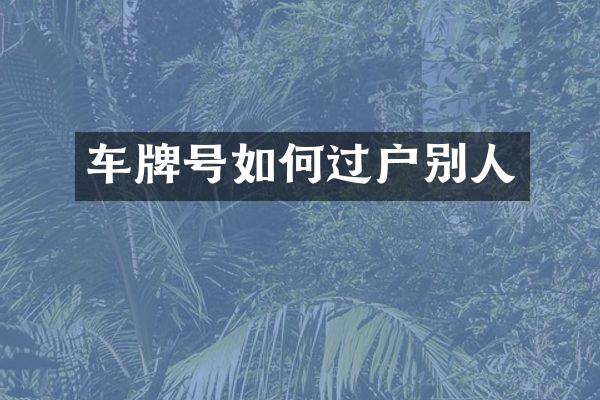车牌号如何过户别人