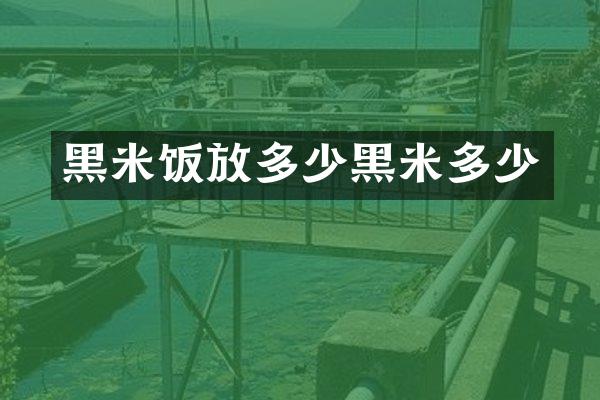黑米饭放多少黑米多少