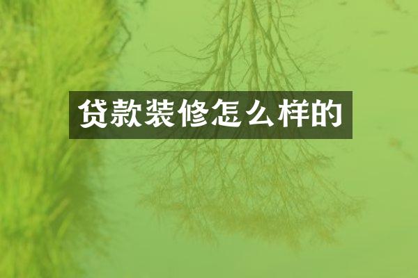 贷款装修怎么样的