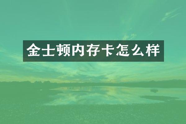 金士顿内存卡怎么样