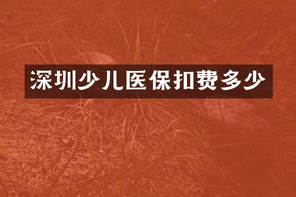 深圳少儿医保扣费多少