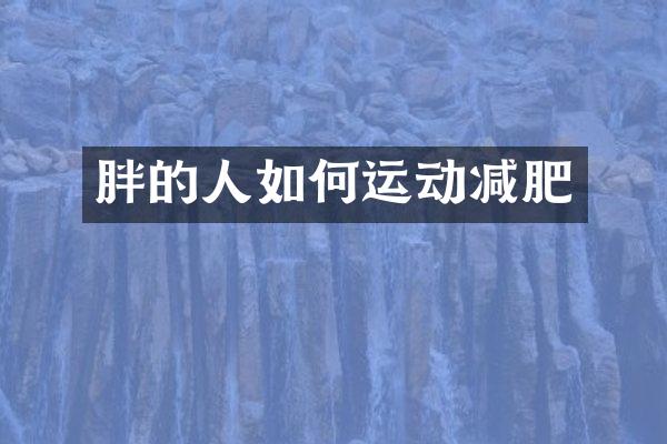 胖的人如何运动减肥