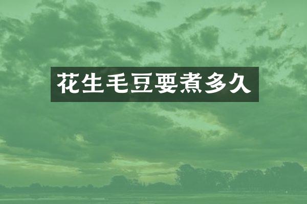 花生毛豆要煮多久