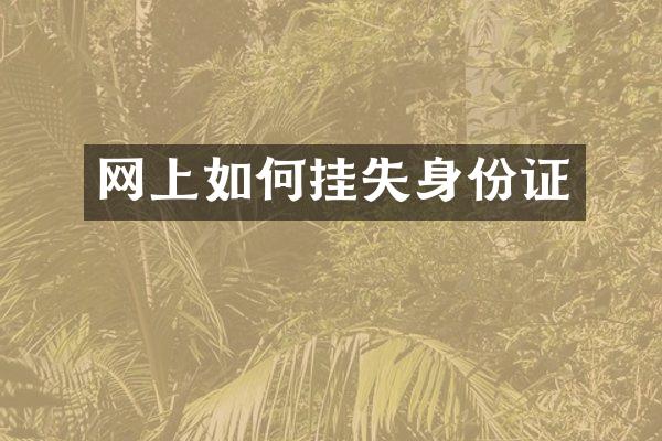 网上如何挂失身份证