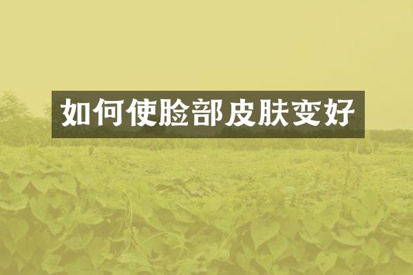 如何使脸部皮肤变好