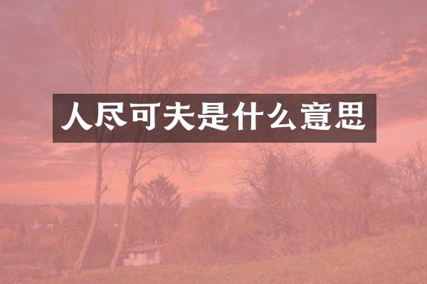 人尽可夫是什么意思