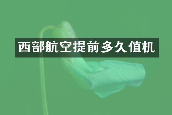 西部航空提前多久值机