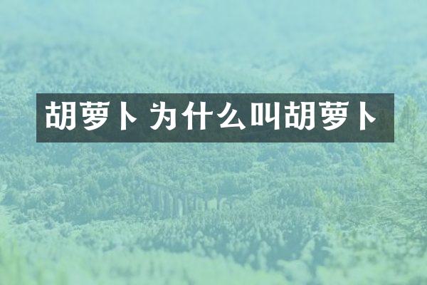 胡萝卜为什么叫胡萝卜