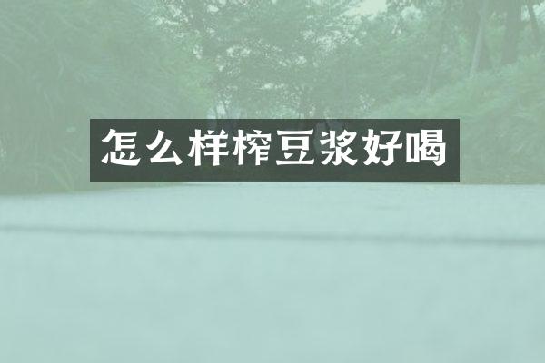 怎么样榨豆浆好喝