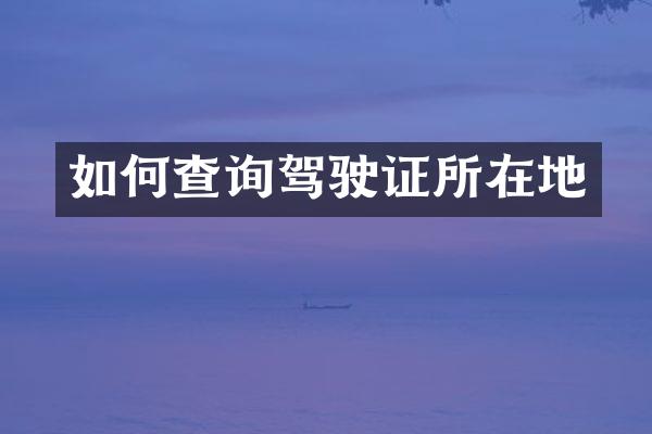 如何查询驾驶证所在地