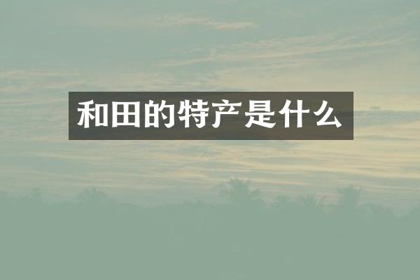 和田的特产是什么