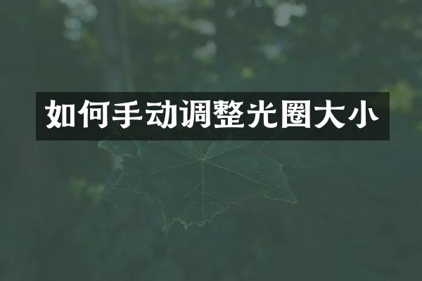 如何手动调整光圈大小