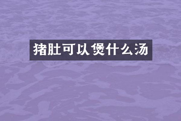 猪肚可以煲什么汤