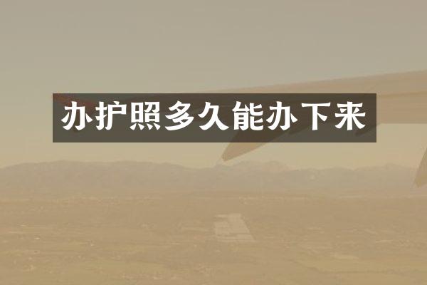 办护照多久能办下来