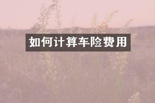 如何计算车险费用