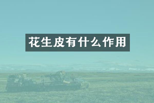 花生皮有什么作用