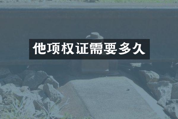 他项权证需要多久