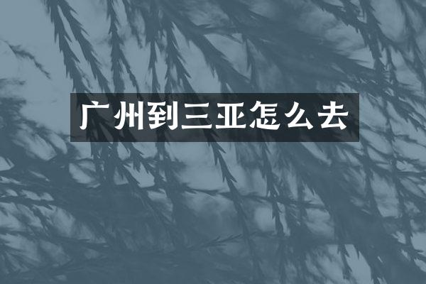 广州到三亚怎么去