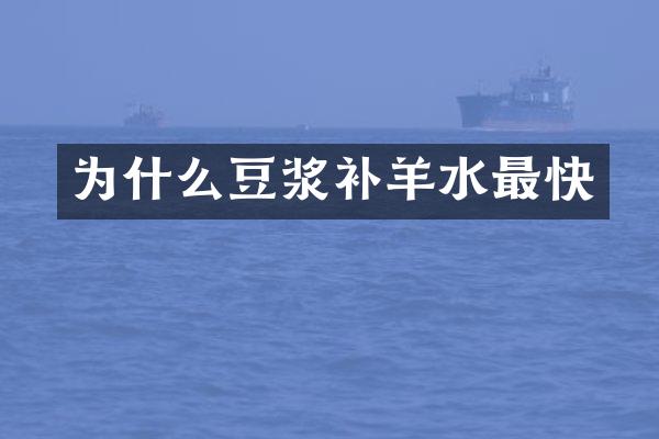 为什么豆浆补羊水最快