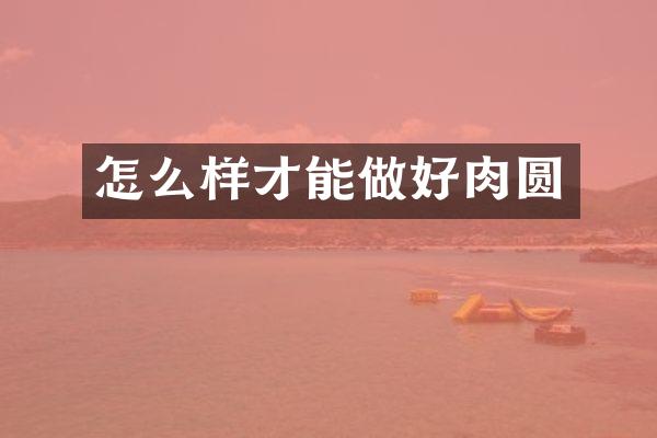 怎么样才能做好肉圆