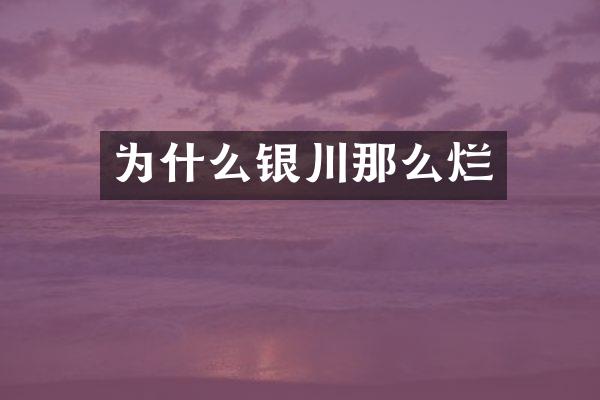 为什么银川那么烂